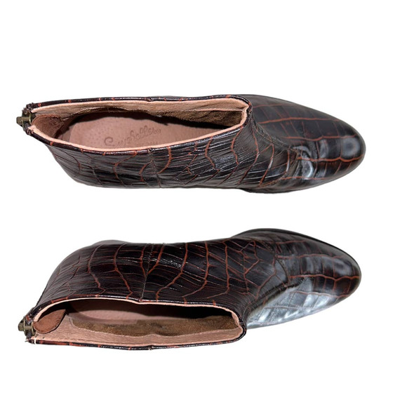 Seychelles Floodpain Booties Croc Embossed Leather Ankle Boots Back Zip Up 8 - Picture 8 of 11